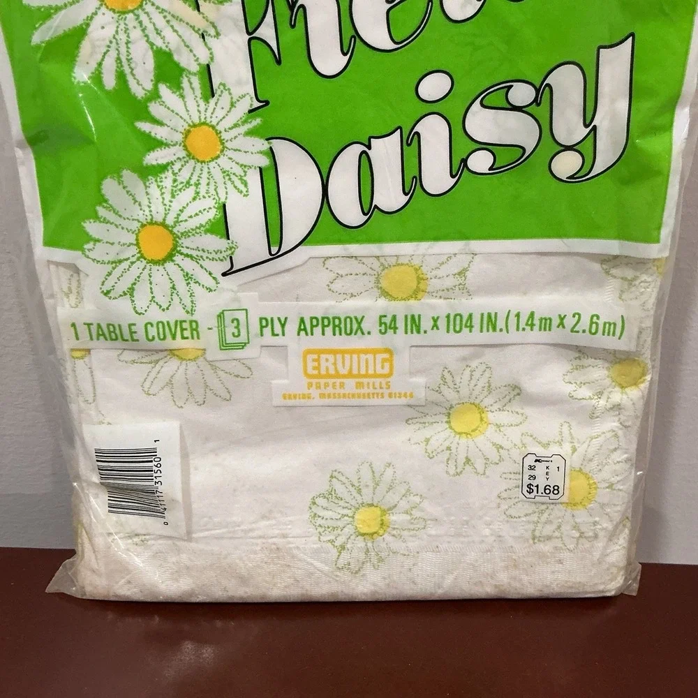 Vintage Field Daisy Paper Table Cover White Flower Floral 54